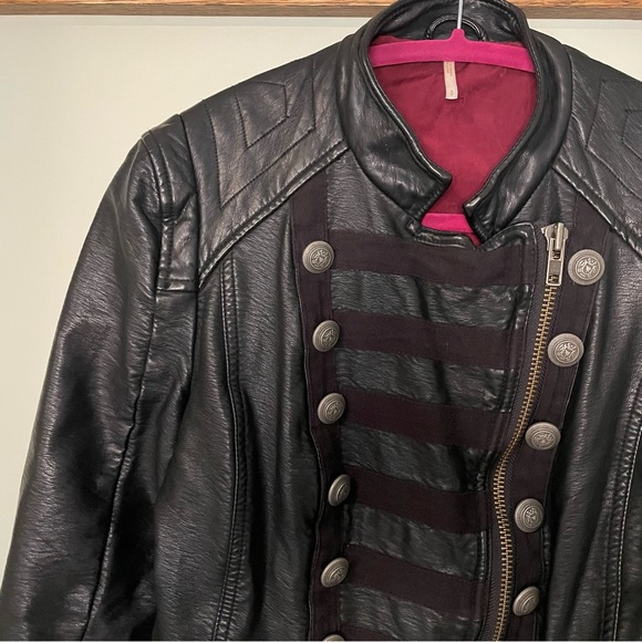 Free People Twisted Vegan Military Jacket Faux Leather. Small. - Picture 3 of 7